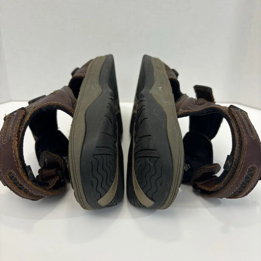 L.L.Bean Leather Hiking Sandals Mens Size 11 M Brown Hook Loop Comfort Shoes